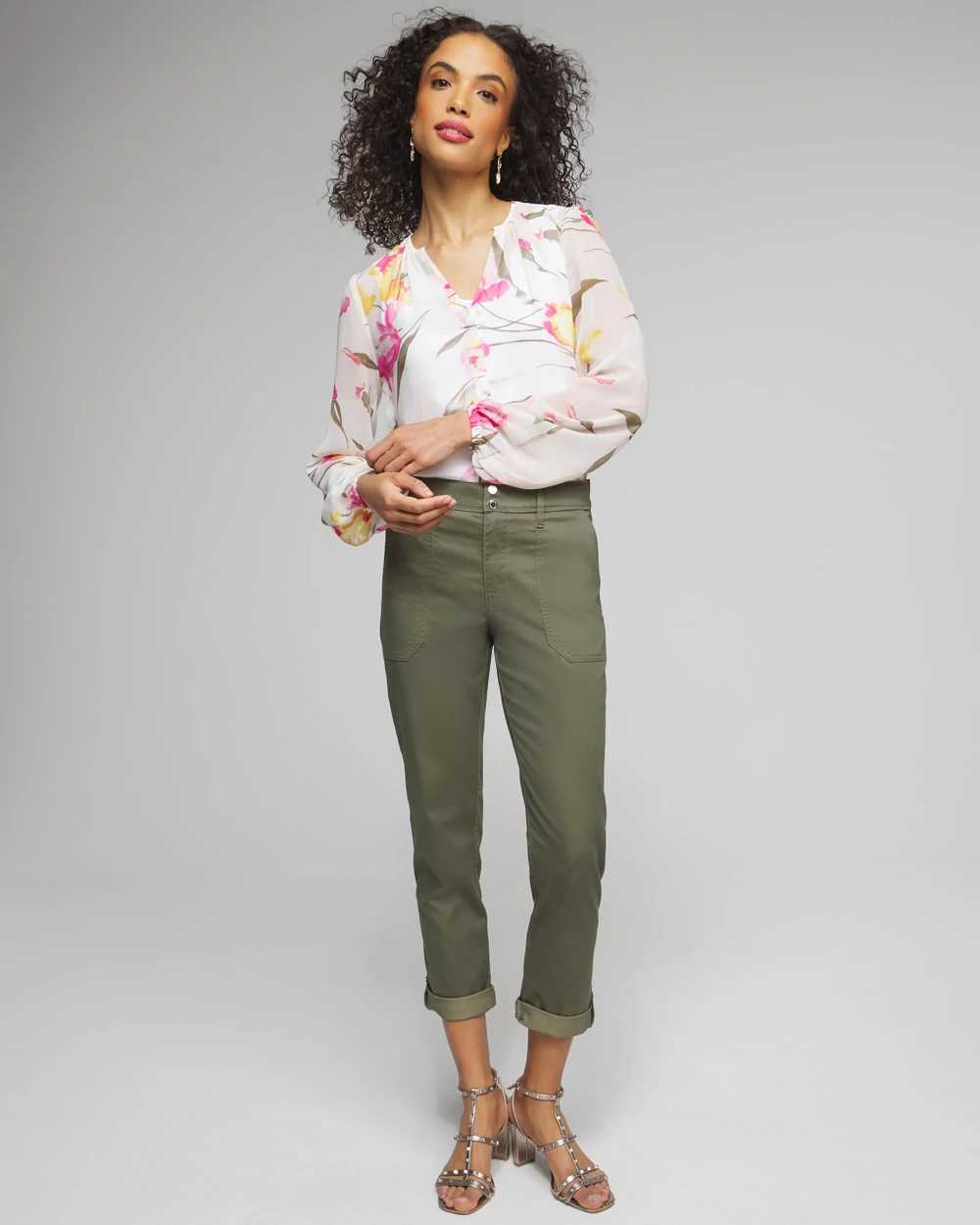 Outlet WHBM Mid Rise Utility Crop Pants